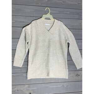 Bluetime Wool Blend Beige Sweater Womens M V Neck NWT
